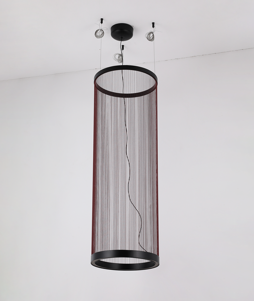 Дизайнерська чорна люстра "Array" з коричнево-червоних ниток 28W (92-D1330) 92-D1330 фото