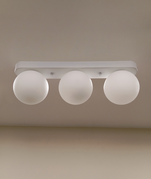 Потрійний світильник із 3 кулястими плафонами "Glass Trio Light"(61-X100F-3 WH+WH (380)) 61-X100F-3 (380) фото