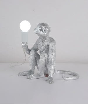 Серебряная напольная лампа &ndash; сидящая обезьянка "Monkey" (909-VXL8051B SL) 909-VXL8051B фото