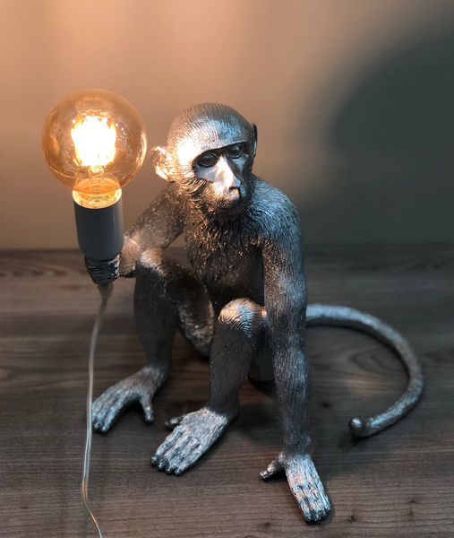Серебряная напольная лампа &ndash; сидящая обезьянка "Monkey" (909-VXL8051B SL) 909-VXL8051B фото
