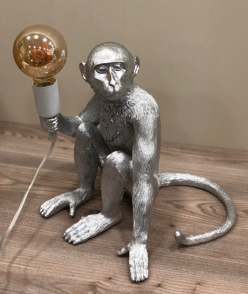 Серебряная напольная лампа &ndash; сидящая обезьянка "Monkey" (909-VXL8051B SL) 909-VXL8051B фото